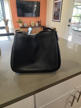 Coach CARY Black Pebbled Leather Shoulder Bag
